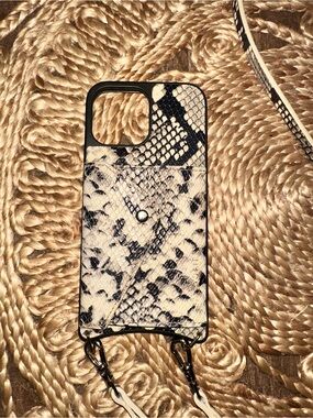Bandolier iPhone 13 Pro Max Crossbody Case Snake Print Wallet Strap